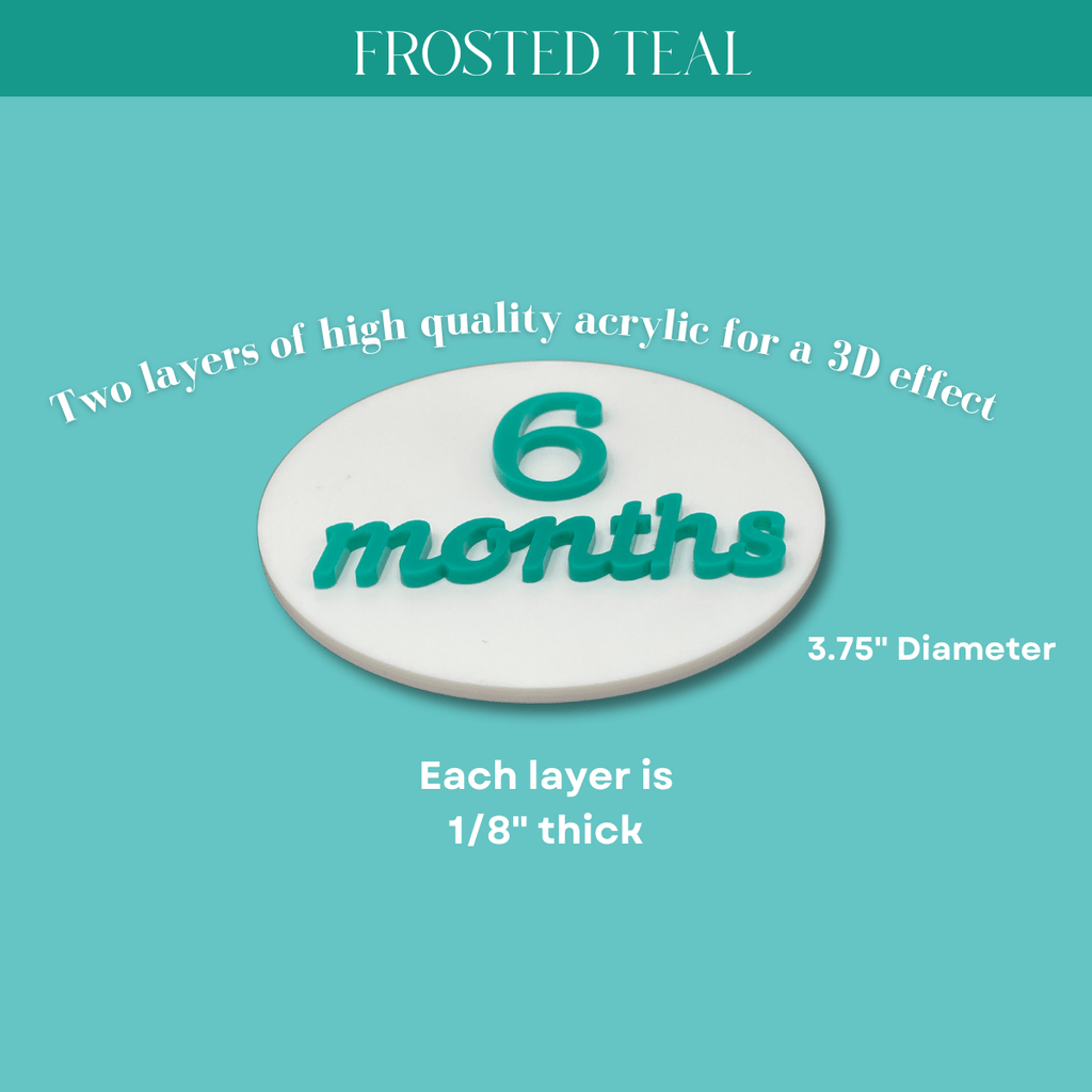 Acrylic Baby Milestone Discs - Frosted Teal - LazorInk