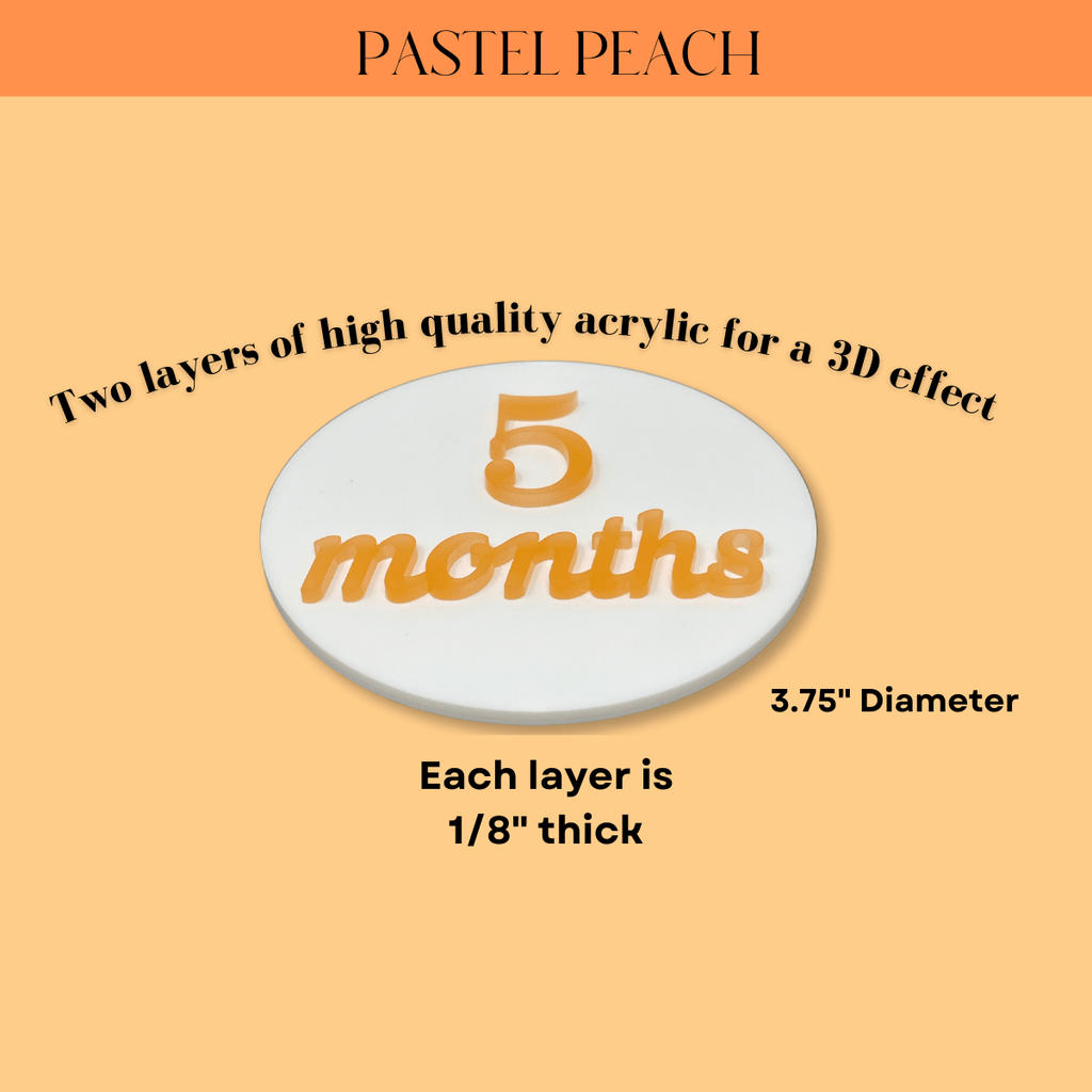 Acrylic Baby Milestone Discs - Pastel Peach - LazorInk